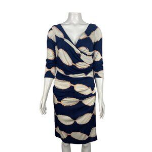Diane Von Furstenberg Bentley Dress Size 8 100% Silk 3/4 Sleeve Faux Wrap